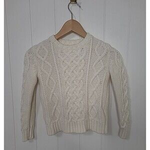 Crewcuts Fisherman Cable Knit Sweater Boys 6-7 J Crew Cotton Ivory Preppy